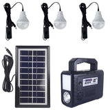 Kit Panel Solar + 4 Bombillos + Luz + Power Bank Radio Autos GD-8028